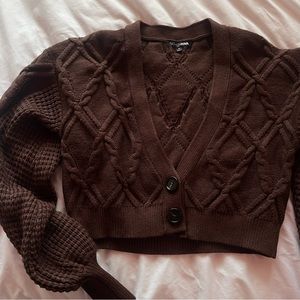 Cropped Cardigan Sweater - Chocolate (size M) Fashion Nova🤎